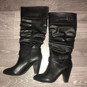 Black Knee High Heeled Rampage Boots